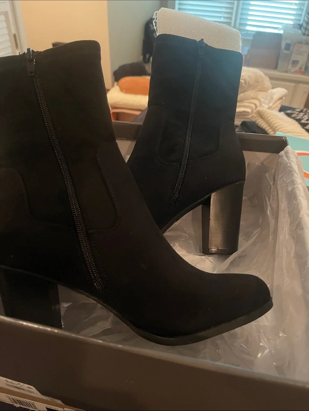 Style & co black ultra suede anita zip ankle boots nib sz 8 m